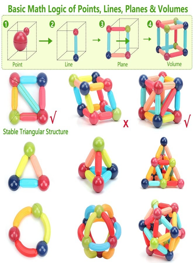 COUOMOXA Magnetic Building Blocks STEM for Toddlers: 74pcs Montessori Magnet Toys for 3 4 5 6 7 8+ Years Old Kids - Sensory Toys for Preschool Gifts-Starter Set - Birthday Gift for Boys Girls - Image 3